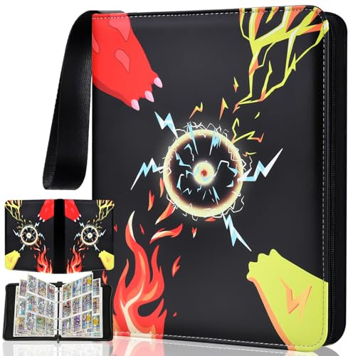 Sammelalbum Karten Groß,900 Karten Sammelkarten Album mit 9 Taschen 50 Seiten, Sammelmappe Karten Ordner Heft Groß Kapazität, Tragbar Wasserdicht PU Karten Halter, Geschenk für Kinder(900-016) (hand)