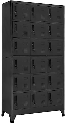 Willood Schließfachschrank Anthrazit 90x40x180 cm Stahl Mit 18 Schließfächern