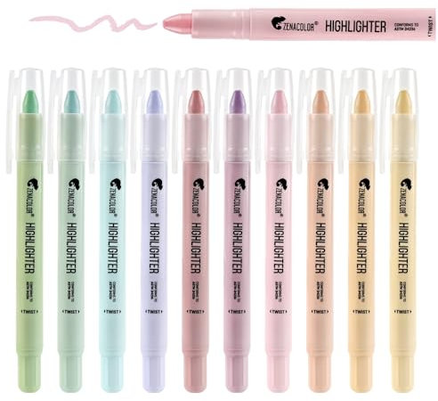 Zenacolor 10 Bibelmarker Stifte - Set mit 10 Bibel Highlighter - Pastellfarben - Für Schule und Bibelstudium