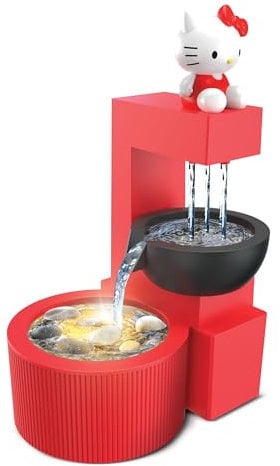 Hello Kitty LED Tabletop Waterfall Fountain – Cute Indoor Water Feature with Color-Changing Lights, Relaxing Decor for Home, Office, or Bedroom