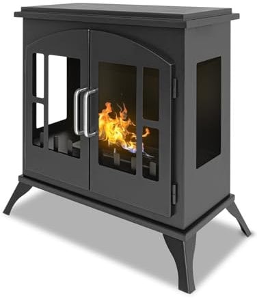 Iside - Camino a bioetanolo da terra freestanding, biocamino da pavimento stile vintage, 54x30xH55 cm