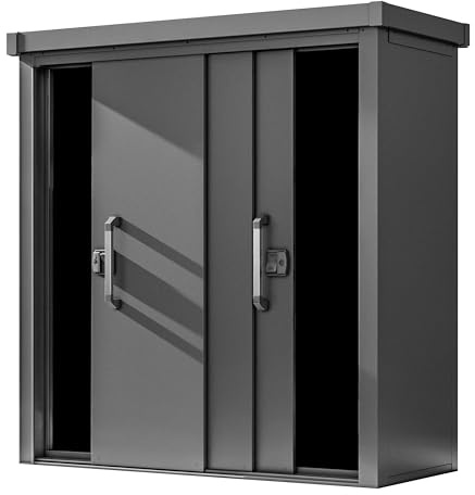 GFP Primeyard Geräteschrank Leon Metall 180x78x191 cm Gartenschrank Schiebetür anthrazit inkl. Fußboden