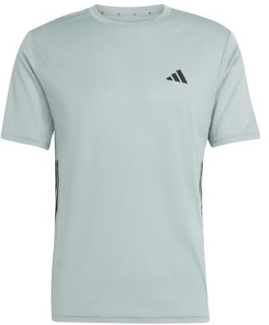 adidas Men's Workout Essentials Base 3-Stripes T-Shirt, Wonder Sage/Black, 3XL