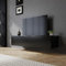 SIRHONA Meuble TV Noir, Meuble Tele Peut être Suspendu ou Posé au Sol, 2 Placards avec Portes, Super Espace de Rangement, 140x40x30cm, Convient pour Salon ou Chambre