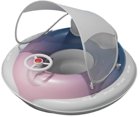 Bouee Bebe avec Pare Soleil SPF 50+, Flotteur Bebe Piscine avec Klaxon Et Pompe À Pression Intégrée, Bouee Siege Bebe Pliable 6-12 Mois