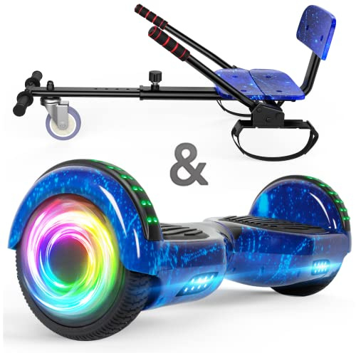 6,5 Zoll Hoverboard mit Sitz, Hoverboard mit Hoverkart für Kinder, Hoverboard mit Bluetooth-Musik und LED-Beleuchtung