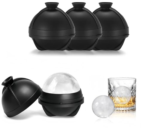Rund Eiswürfelform Silikon, 6cm Eiswürfelform Rund Groß, Bpa Frei Wiederverwendbare Eiswürfel Form für Whiskey, Cocktails, Wein, Bier und Getränke (Rund)