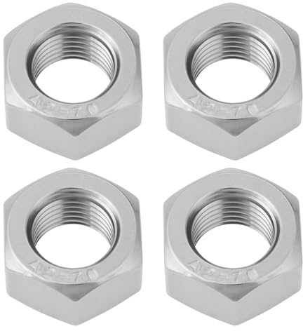 YINETTECH 4PCS M12 x 1.25 Stainless Steel Full Nuts Right Hand Thread Compatible with Machinery and Equipment Connections