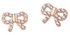 Einzelstück® Ohrringe in Schleifen Form mit Zirkonia Kristallen I Ohrstecker Little Bow 925 Sterling Silber 14K vergoldet I Silber, Gold & Rosegold (Rosegold)