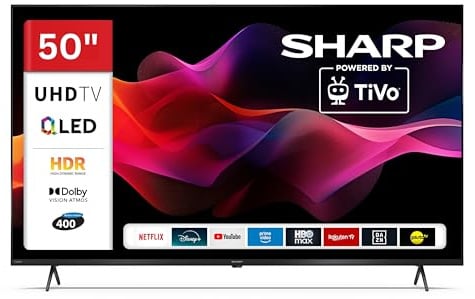 SHARP 50HM5745E QLED Fernseher 50 Zoll Smart TV 4K UHD Dolby Vision HDR | Dolby Atmos | HDMI 2.1 ALLM | Frameless Design | Bluetooth | Google Cast | Triple-Tuner DVB-C/-S2/-T2 | Modelljahr 2026