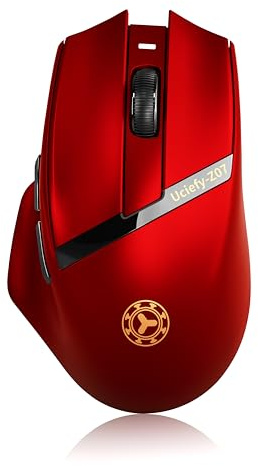 Uciefy Z07 Bluetooth Wireless Mouse for Laptop, USB C Rechargeable - Red | 2.4GHz&BT5.1, 70g Lightweight, Ergonomic, Side Buttons, 1600 DPI, USB Receiver, Charging Indicator, Type C Adapter, Cordless
