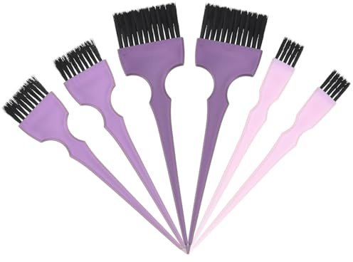 KICHOUSE Cepillo Aplicador de Tinte Cabello de Plástico Color Rosa y Púrpura Diseño Ergonómico 6piezas para Salón Profesional y Peinados DIY
