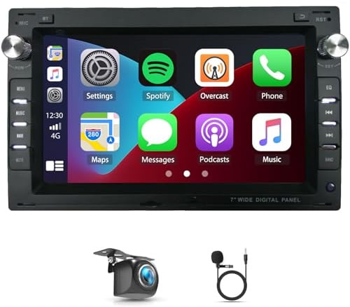 4+64G Android 15 Doppel Din Autoradio für VW Golf IV 1997-2003, 7 Zoll IPS Touchscreen Autotradio mit Wireless Carplay Android Auto Navi Head Unit mit Bildschirm Bluetooth WiFi Rückfahrkamera FM/RDS