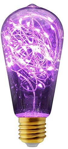 Long Life Lamp Company 1w ST58 LED Industrial Decorative Light Bulb Coloured Fairy String Filament E27 (Purple)