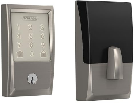 Schlage Encode Smart WiFi Deadbolt Lock for Front Door - Keyless Entry with App or Touchscreen - Works with Alexa, Hey Google, & Airbnb - Create Codes for Guests - Satin Nickel Silver