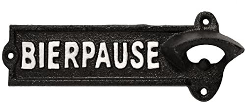 Flaschenöffner BIERPAUSE Bieröffner Wand Kapselheber 21,5 cm Metall