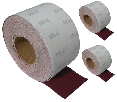 25m KLETT - Schleifpapier Rolle 93mm X 25m Korn P180 Schleifband Schleifrolle Rollenschleifpapier BOHRFUX