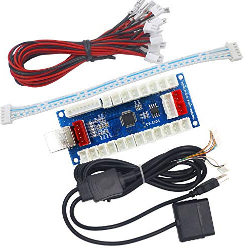 SJ@JX Arcade Controller Zero Delay Encoder PCB Board Arcade DIY Kit Joystick Button 5V Power for PC Raspberry Pi Android PS2 PS3