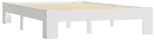 vidaXL Kiefernholz Massiv Bettgestell Holzbett Doppelbett Futonbett Massivholz Bett Bettrahmen Lattenrost Schlafzimmerbett Weiß 140x200cm
