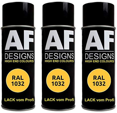 Alex Flittner Designs 3x RAL Lackspray Autolack Buntlack Spraydose RAL1032 GINSTERGELB seidenmatt