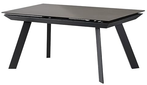 Meubletmoi Drakar Esstisch, ausziehbar, 160/240 cm, rechteckig, Keramikplatte, anthrazitgrau und Stahlgestell