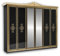 Stella Trading ELIZA Königlicher Kleiderschrank mit Spiegeltüren & viel Stauraum - Vielseitiger Schwebetürenschrank im Barock Design Schwarz, Gold - 282 x 232 x 60 cm (B/H/T)