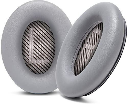 WC Cuscinetti auricolari di ricambio aggiornati per le cuffie Bose QC35 e QC35ii (QuietComfort 35) di Wicked Cushions - Pelle più morbida, lussuosa memory foam, extra spessa e resistente | argento