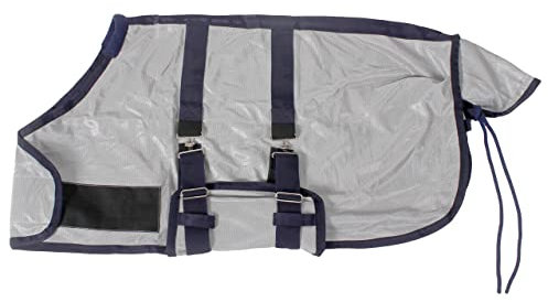 QHP Fohlenfliegendecke grau breiter Klettverschluss vorne Widerristpolster (80 cm)