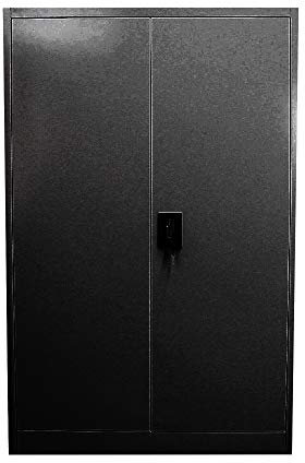 Panana Steel Office Cupboard, Metal Lockable Storage File Filing Cabinet with 2 Doors Adjustable Shelves Locking Bookcase Storage Unit Black
