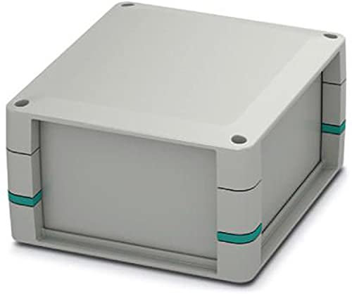 PHOENIX CONTACT UCS 145-125-H-GD 7035 Komplettgehäuse für Leiterplatten, Flexibel Positionierbar Beinhaltet Gehäusehalbschalen, Seitenwände Geschlossen, Lichtgrau mit Eckeinlegern türkisblau