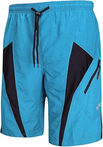 Santic MTB Hose Herren Kurz Fahrradhose Radhose Sitzpolster Mountainbike Hose Radsportshorts Atmungsaktiv Bike Shorts Blau XXXL