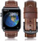 HUAFIY Correa de piel para Apple Watch 49mm45mm 44mm 42mm Correa de piel de repuesto para hombre y mujer iWatch Series 8/7 6 5 4 3 2 1,SE