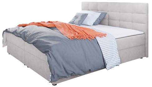 Mirjan24 Boxspringbett Wirig I, Polsterbett mit 2 Bettkästen, Bett mit Kopfteil, Doppelbett mit Matratze und Topper, Amerikanisches Continentalbett, Bettgestell, Ehebett (Rico 20, 160 x 200 cm)