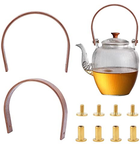 PandaHall 2pcs Wood Teapot Handle, Glass Teapot Handle Replacement Dobin Handle Fixed Pot Handles Dobin Handle for Chinese Teapot Pottery Teapots, 4.41 inch /11cm