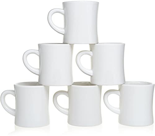 Coletti Set di 6 Tazze da caffè Bianche – Tazza da caffè Diner 11 oz – Set di Tazze, Tazze da caffè in gres, Tazze da caffè in Ceramica – Lavabili in lavastoviglie e Adatte al microonde