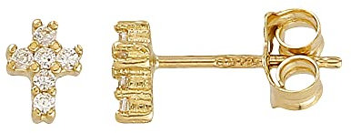 Ohrstecker Ohrringe Kreuz mit Zirkonia Stein in Echt 585 Gold klassische, schlichte Ohrringe Ohrschmuck Damen Schmuck Goldstecker in Gelbgold inkl. Schmucketui | JC Trauringe 8220