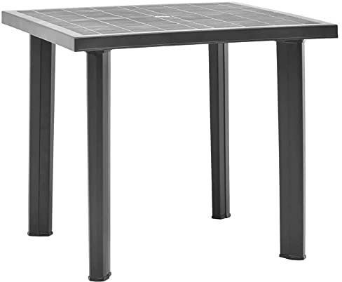 Großer schwarzer quadratischer Gartentisch aus Kunststoff für Terrasse, Terrassentische, Snack, Outdoor-Möbel