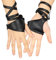 Yolev Damen Punk Leder Handschuhe Schwarz Half Palm Fingerlose Handschuhe Gothic Rock Handschuhe für Hip Hop Dance Halloween Party Cosplay