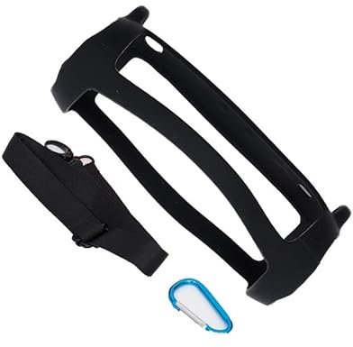Coque en Silicone pour JBL Flip 5 - Haut-Parleur Bluetooth Portable, Housse de Protection en Gel Doux avec Ceinture, Pochette de Transport (Noir)