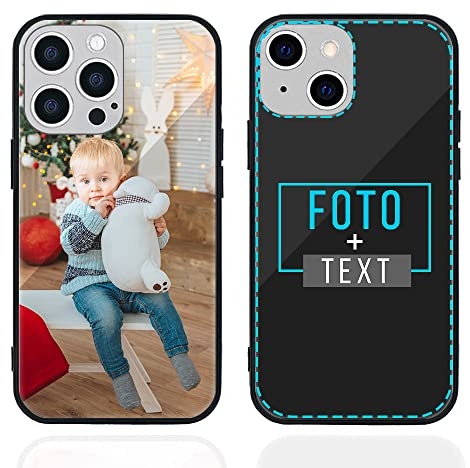 YOOCUSTOM Personalisierte Handyhülle für Apple iPhone 16 15 14 13 12 11 Pro Max Mini X XS XR SE 7 8 Plus, Benutzerdefiniert Gehärtetes Glas Hülle mit Foto Bild Text Individuelle Schutzhülle (GHS-P1)