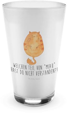 Mr. & Mrs. Panda Glas Katze Mittelfinger - Geschenk, Mietze, Katzenprodukte, Latte Macchiato, Katzenfan, Katzen, Cappuccino Tasse, Kater, genervt,