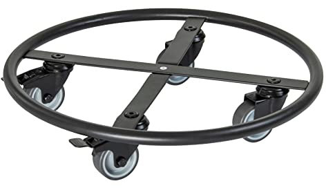 WAGNER Pflanzenroller Skelett Round - Ø 38 x 8 cm I Pflanzenroller, Soft-Rollen mit Bremsen I für Innen - & Außenbereich I Blumenroller Stahl beschichtet schwarz I Tragkraft 150 kg - 20701201