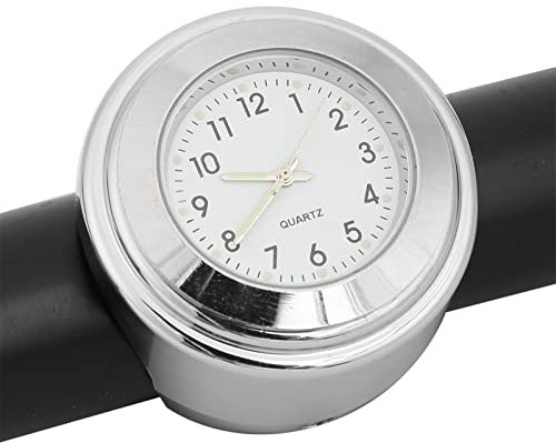 TKSE Motorrad Lenkeruhr, wasserdichte Motorraduhr Mit Verchromter Fahrraduhr Für 7/8 Zoll 1 Zoll Griffe(Weiß)