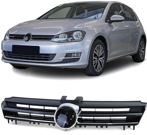 Sport Kühlergrill Schwarz Glanz mit Chromleiste für VW Golf 7 auch GTI 12-17