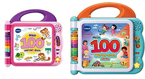VTech Baby Mein 100-Wörter-Buch pink – Interaktives Bilderbuch zum Lernen erster Wörter– 2-5 Jahren & Baby Mein 100-Wörter-Buch: Orte– Für Kinder von 2-5 Jahren