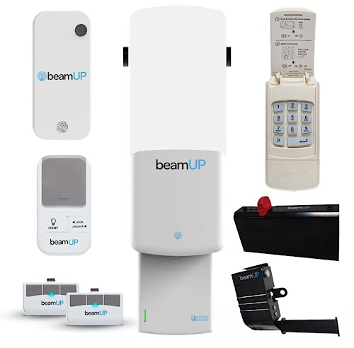 beamUP Thunderbolt BU950V3 Jackshaft Smart Garage Door Opener, Motion-Activated 1500-Lumen Light Bulb, Smart Garage Control, Wall Mounted, Alexa Compatible, (2) 3-Button Remote Controls