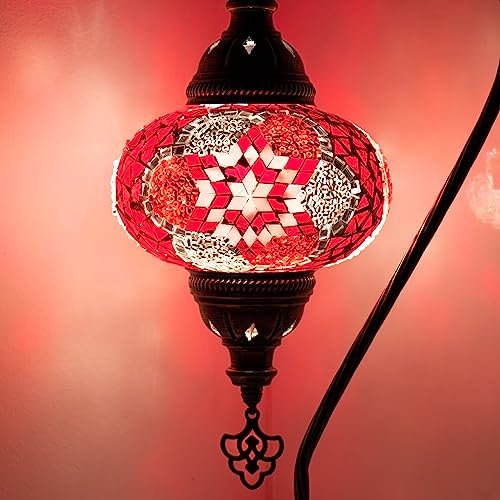 COOL MOSAIK Marokkanische Mosaik Tischlampe Handgefertigte Dekorative Türkische Mosaiklampe (20. Rot)