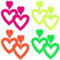 4 Paar Herz Acryl Ohrringe Neon 80er Jahre Damen Retro Bunt Süßigkeiten Leichte Statement für Party 90er Jahre Outfit Kostümzubehör