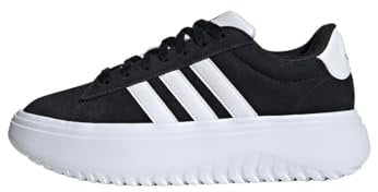 adidas Women's Zapatilla Grand Court Platform, Core Black/Cloud White/Core Black, 38 2/3