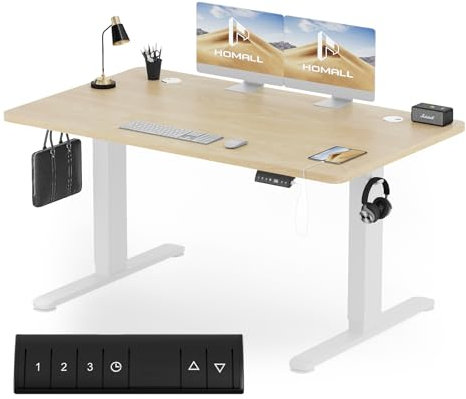 Homall Höhenverstellbarer Schreibtisch 120x60 cm, Elektrischer Schreibtisch mit Vierteilige Tischplatte, Computertisch mit Memory Funktion,Standing Desk